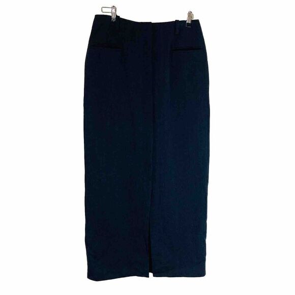 Ellen Tracy Linda Allard 100% Wool Pencil Skirt Black Front Slit, Buttons Sz 10 - Picture 2 of 10